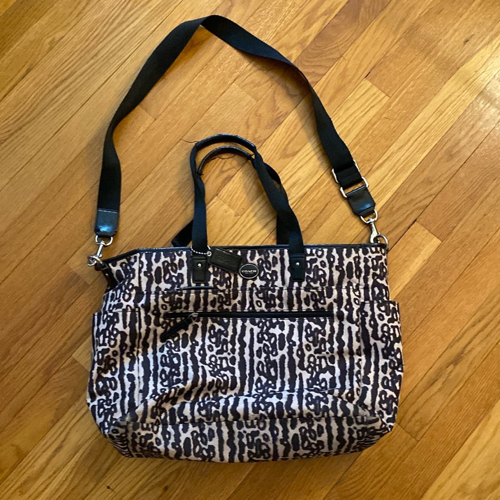 Coach getaway Ocelot print nylon diaper bag large tote